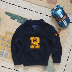 Polo by Ralph Lauren Navy Sweater with Yellow Accents